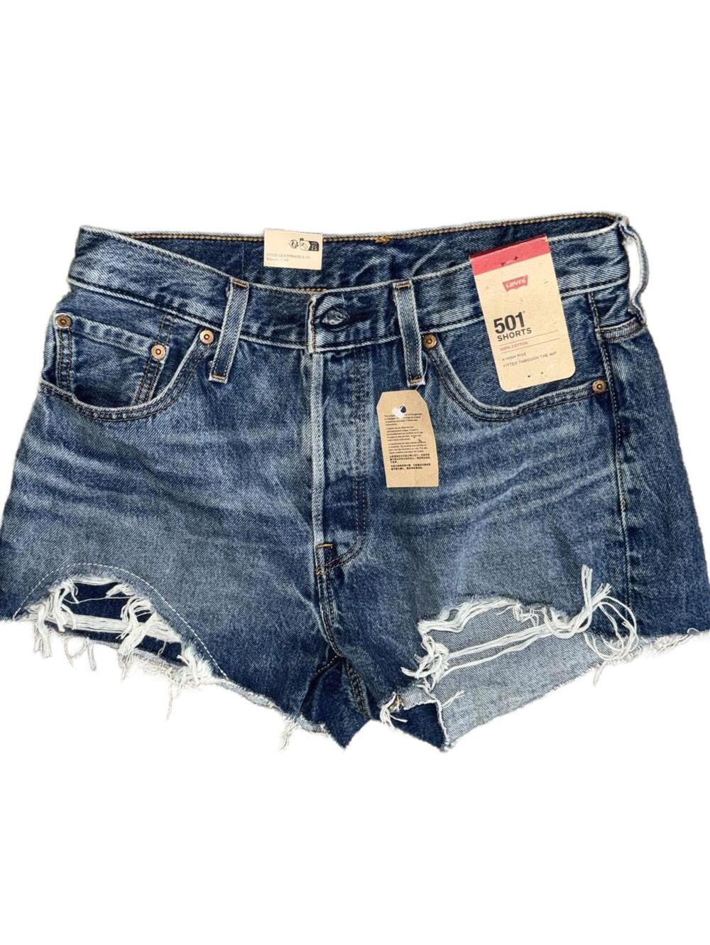Levi's 501 Distressed Denim Shorts Women's Size 29 High Rise Cutoff Raw Hem